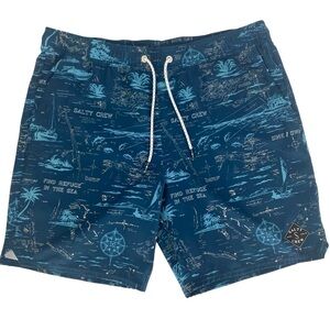 Salty Crew Men's Navy Lowtide Elastic Boardshorts Size Medium